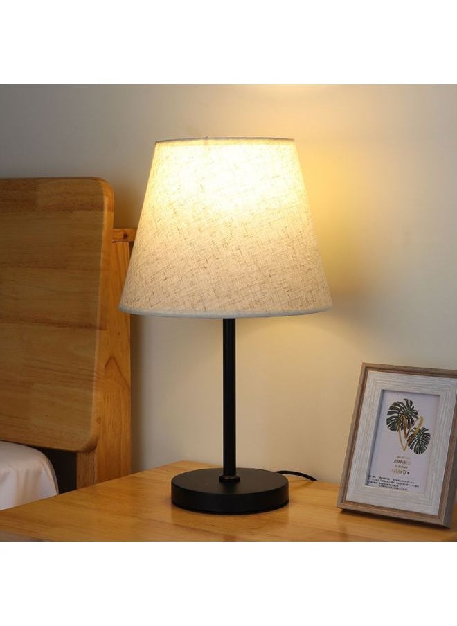 Generic - Bedroom Bedside Lamp Net Red Light Girl's Heart Nordic Retro Table Lamp Decoration Ins Girl's High-value Nightlight-Color:Fabric-white Large-9w-button Switch-single Color Warm Light - Image 1