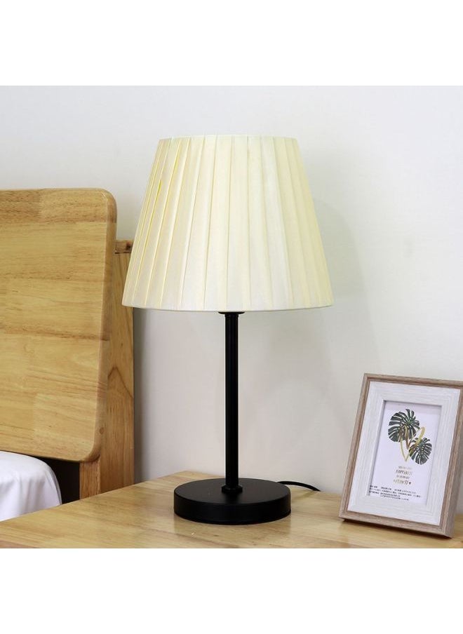 Generic - Bedroom Bedside Lamp Net Red Light Girl's Heart Nordic Retro Table Lamp Decoration Ins Girl's High-value Nightlight-Color:Fabric-white Large-9w-button Switch-single Color Warm Light - Image 1