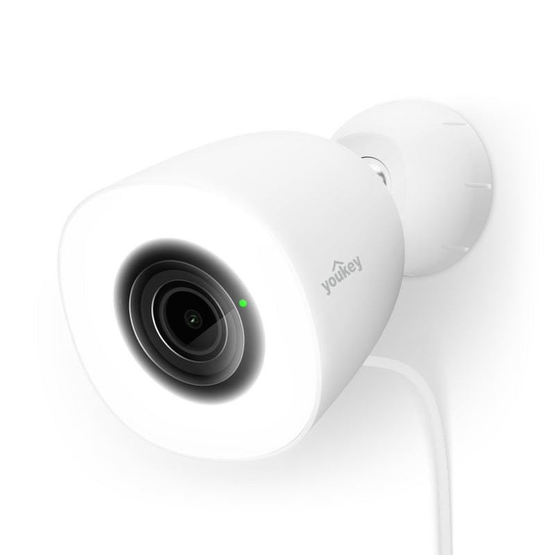 youkey 4K Wired Security Camera Outdoor, F1.0 Color24 Night Vision, Plug-in Cameras for Home Security Outside, 24/7 Continuous Recording, 130Â°FOV, 2.4/5GHz WiFi 6, Bluetooth Pairing, No Monthly Fees - Image 1