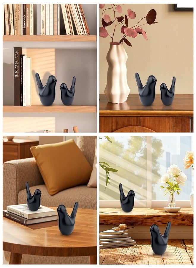 LAIDANLA Small Birds Statues Black Modern Style Home Decor Birds Small Animal Sculpture for Living Room Office Desktop Shelf Coffee Table Bedroom（2pcs） - Image 4
