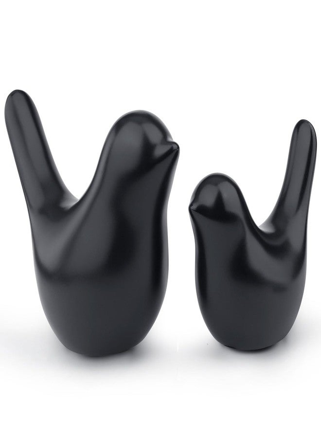 LAIDANLA Small Birds Statues Black Modern Style Home Decor Birds Small Animal Sculpture for Living Room Office Desktop Shelf Coffee Table Bedroom（2pcs） - Image 1