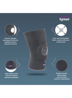 Tynor Tynor Knee Cap Open Patella | Neoprene Support for Pain Relief & Comfort for Men & Women | Breathable Compression Sleeve for Gym, Exercise, Workout & Running, Pack of 1 (Grey, Medium)  - Image 2