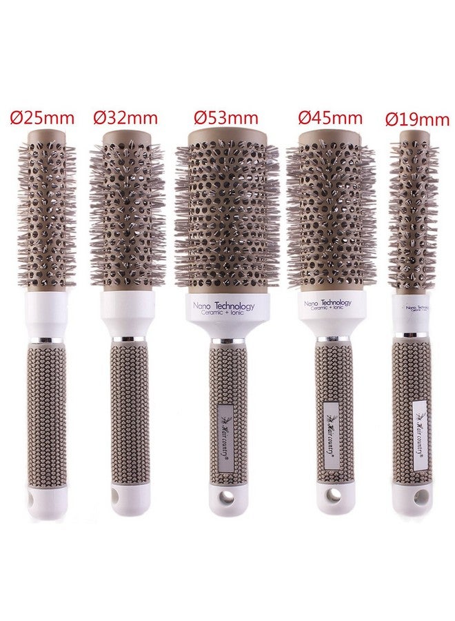 Perfehair Round Thermal Brush Set Professional Nano Ceramic & Ionic Barrel Hair Styling Blow Drying Curling Brush 5 Different Sizes - Image 3