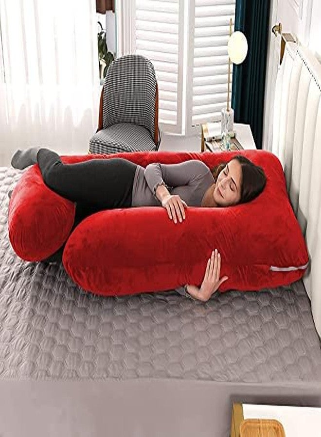 OYO Baby Pregnancy Pillows for Sleeping J-Shape Full Body Pillow and Maternity Support - for Back, HIPS, Legs, Belly for Pregnant Women with Removable Washable Velvet Cover. (red-g) - Image 5