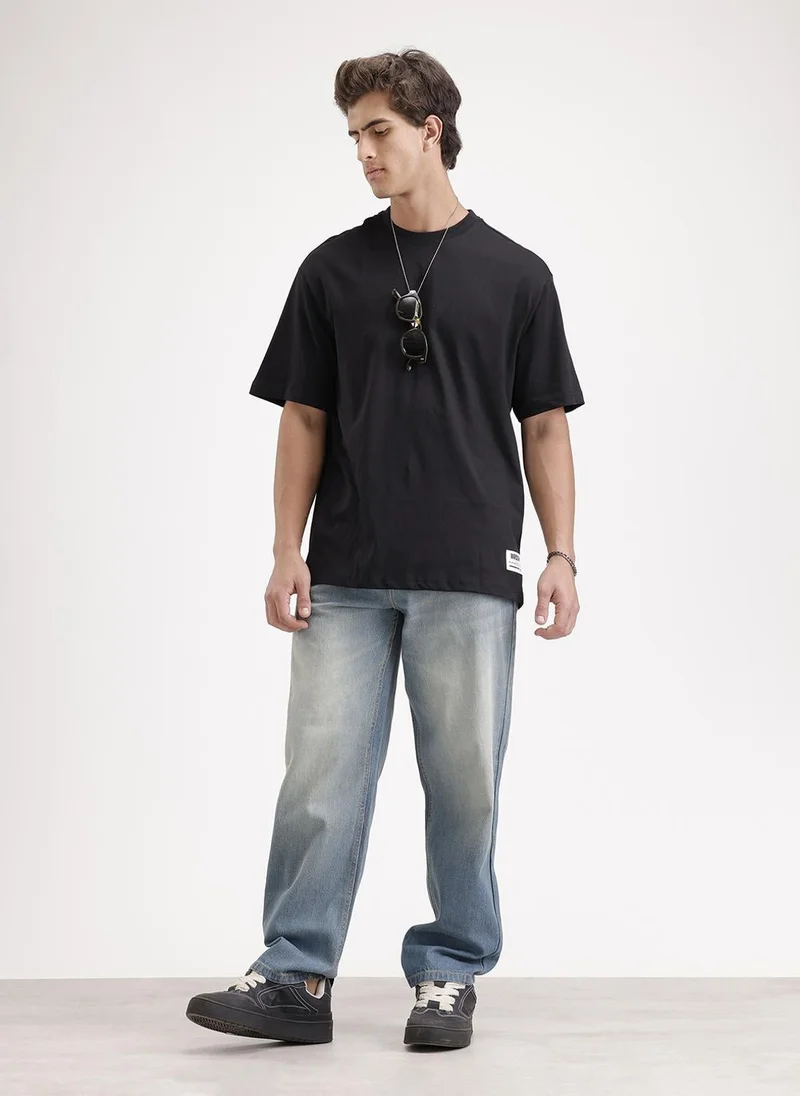 Wrogn Solid Oversized T-Shirt  | Black