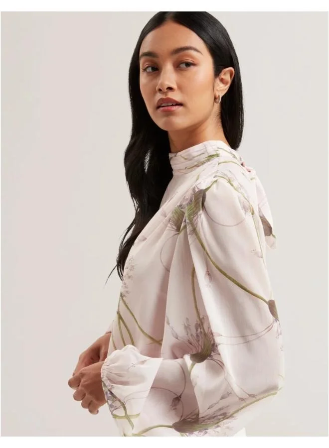 Ted Baker Printed Neck Tie Detail Top