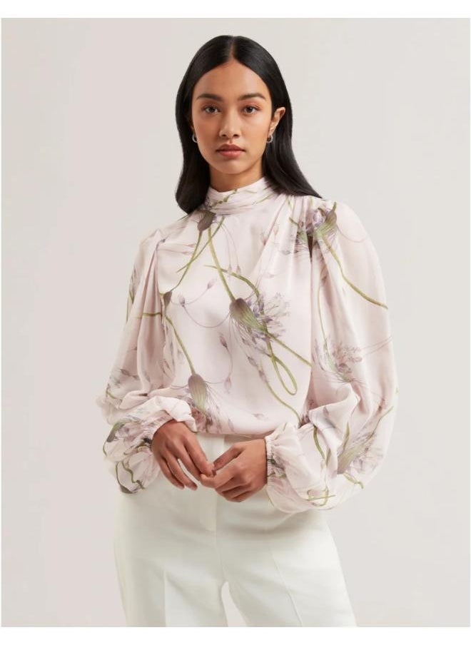 Ted Baker Printed Neck Tie Detail Top  - Image 1