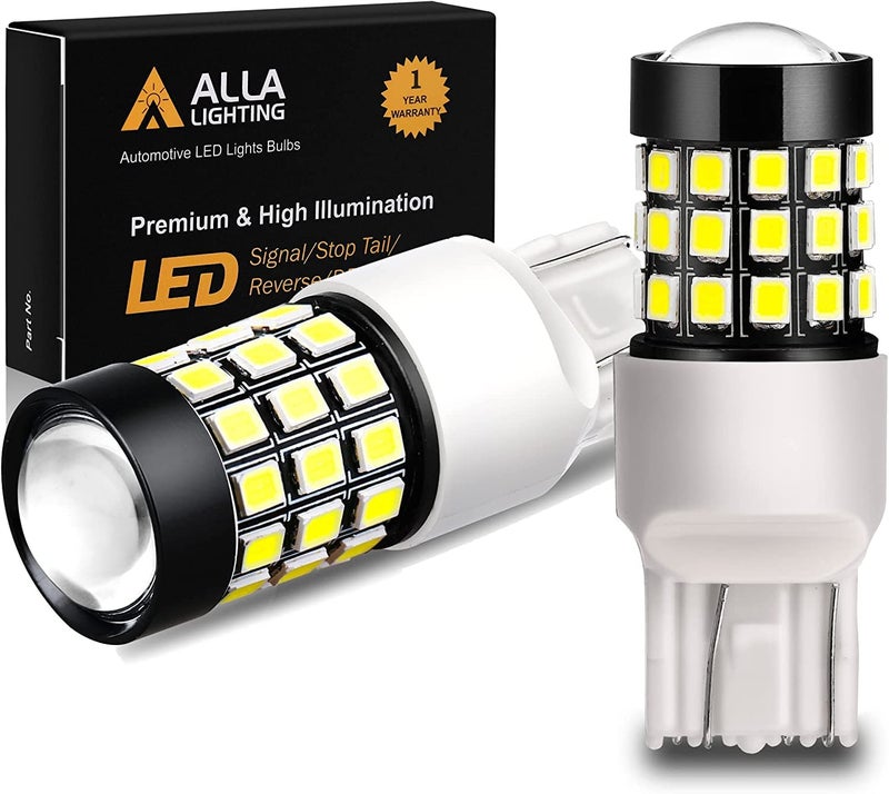 Alla Lighting Newly Upgraded T20 7440 7443 LED Backup Reverse Signal Brake Light or DRL Bulbs 6000K Xenon White Super Bright 2835SMD 360 for Cars Trucks