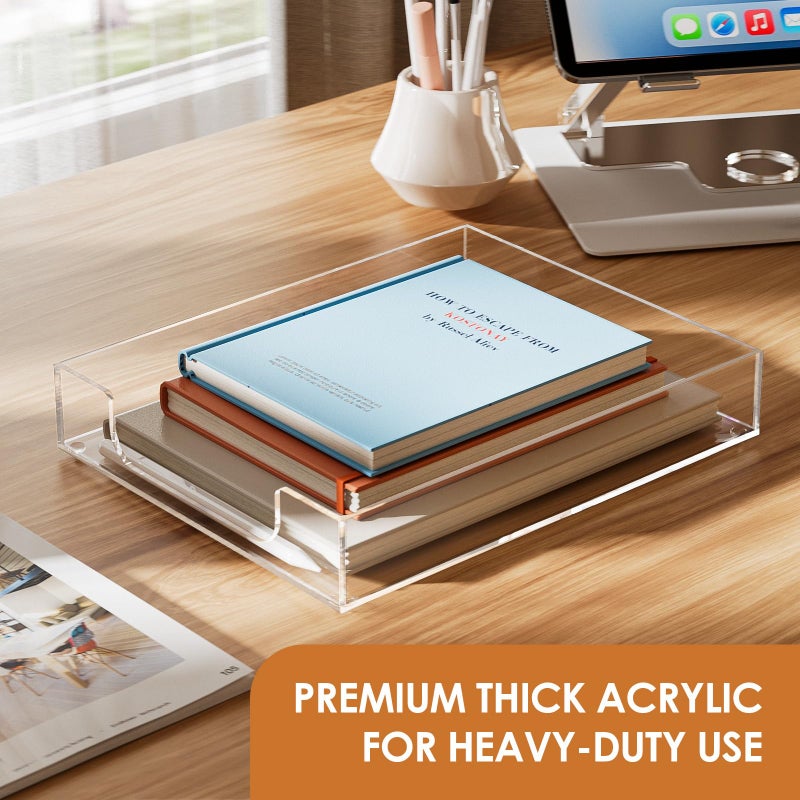 MaxGear Acrylic Letter Tray, Clear Desk Organizer for Papers, Documents, Magazines, Folders, Notebooks, and Stationery – Multi-Function File Tray and Desktop Organizer for Office, Home, and Workspace - Image 2