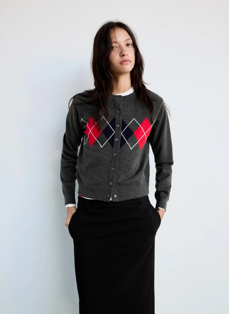Mango Rhombus cardigan with buttons