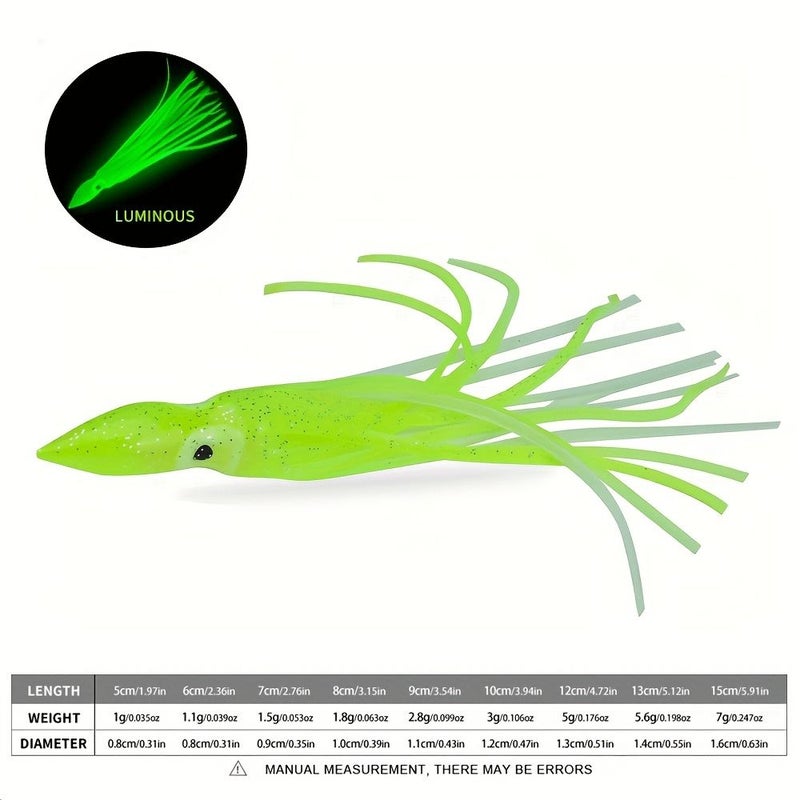 5 Luminous Octopus Squid Skirt 2.76inch Glow Hoochies Bait Saltwater Tuna Mackerel Trolling Jigging - Image 2