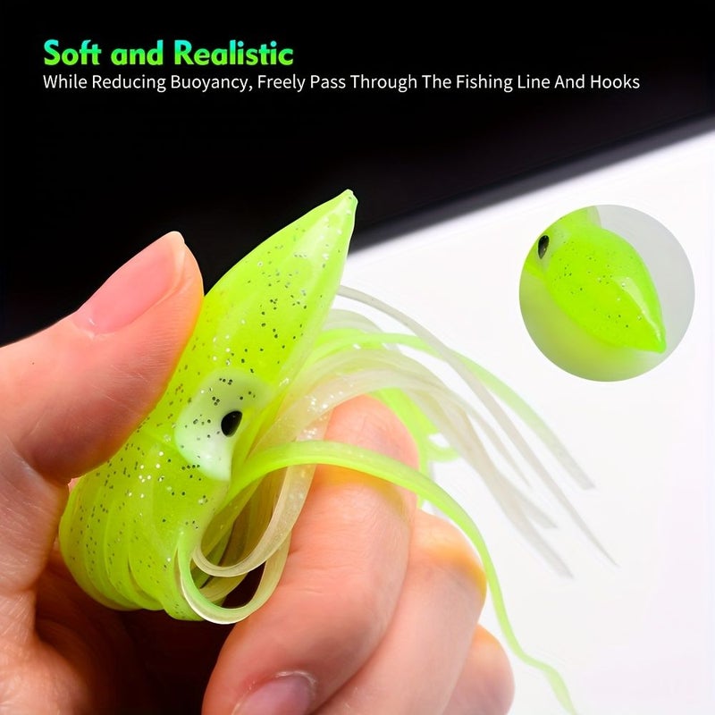 5 Luminous Octopus Squid Skirt 2.76inch Glow Hoochies Bait Saltwater Tuna Mackerel Trolling Jigging - Image 3