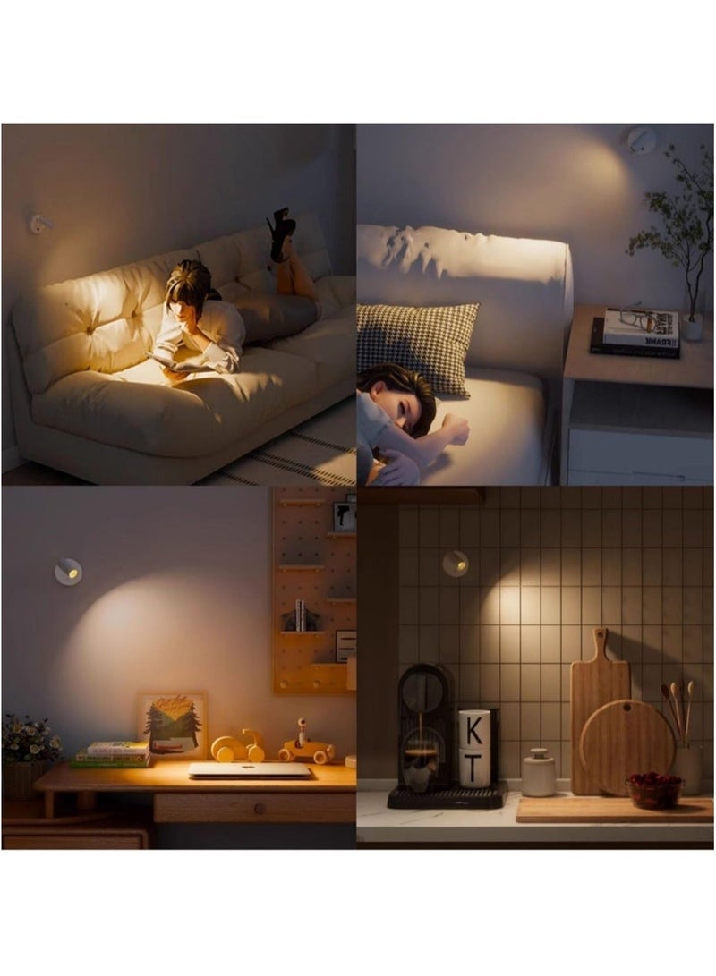 Indoor Wireless Spotlights for Bedside Reading, Battery Operated, 4000K Neutral Light, 3 Dimmable Colors, Black - Image 4