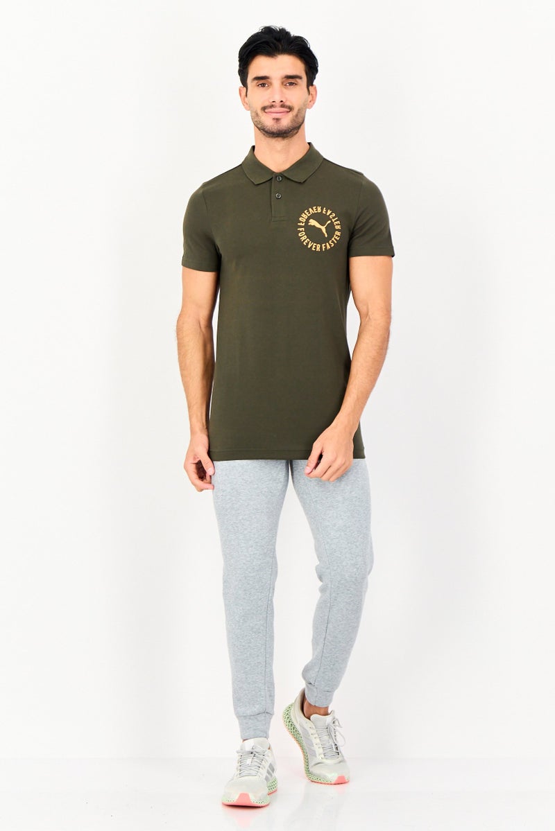 PUMA Men Sportswear Fit Short Sleeve Outdoor Polo Shirt, Army Green - Image 2