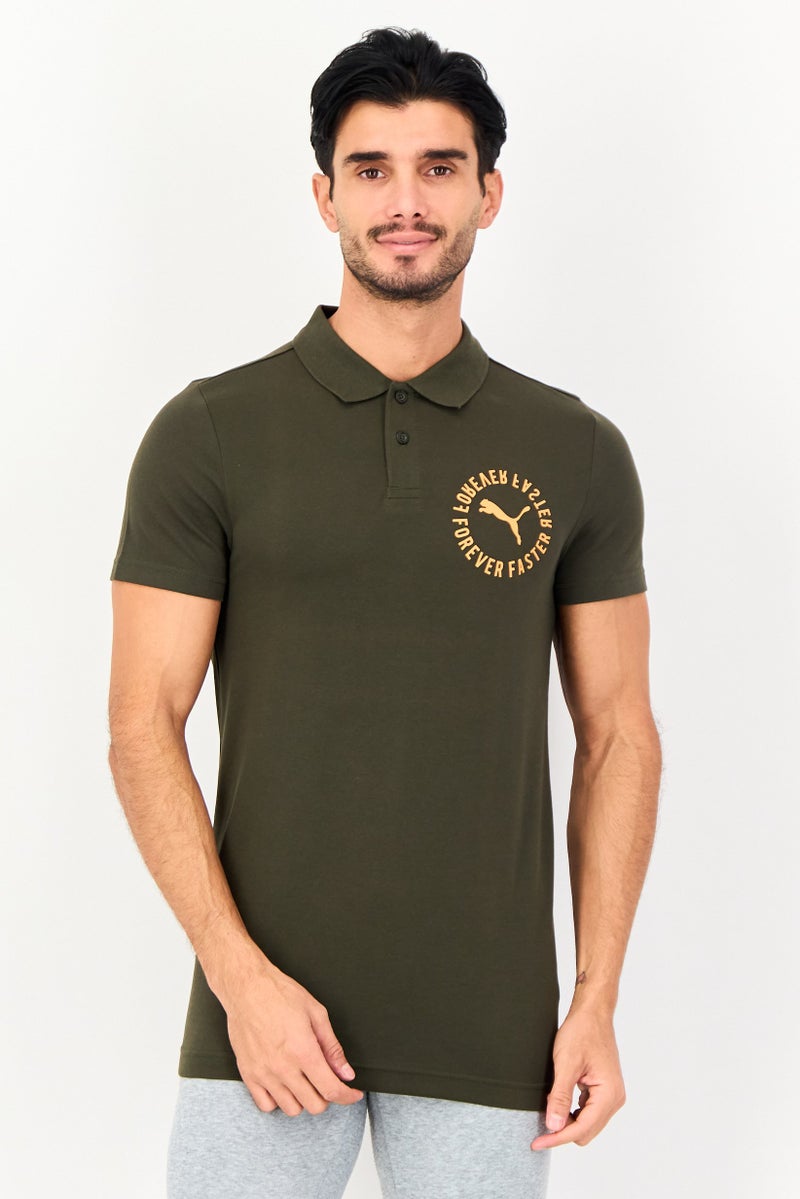 PUMA Men Sportswear Fit Short Sleeve Outdoor Polo Shirt, Army Green - Image 1