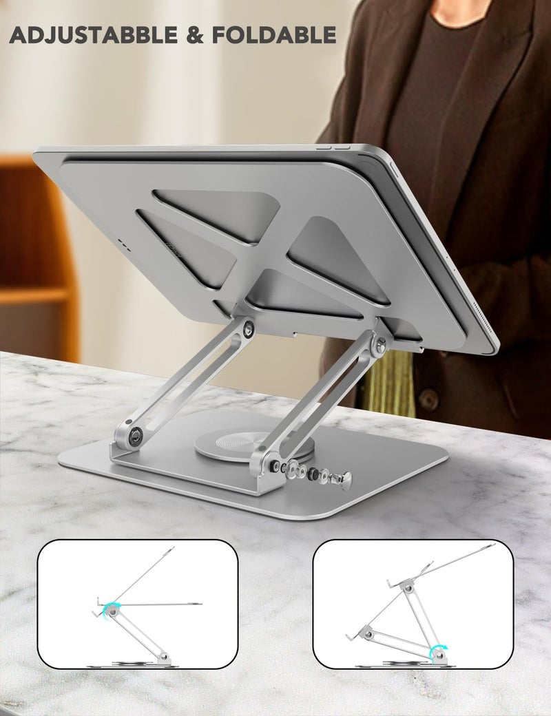 PHOCAR Laptop Stand 360° Rotating, Aluminum Laptop Stand for Desk, Adjustable & Foldable Laptop Holder Compatible with MacBook Air/Pro, DELL, Surface, HP, Acer, ASUS, Lenovo, Victus, up to 16'' - Image 4
