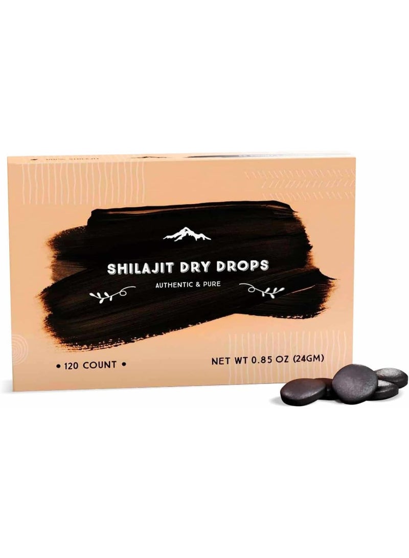 Pure Himalayan Shilajit Shilajit Dry Drops Metabolism & Immune Support Supplement for Men & Women 120 Tablets - Image 1