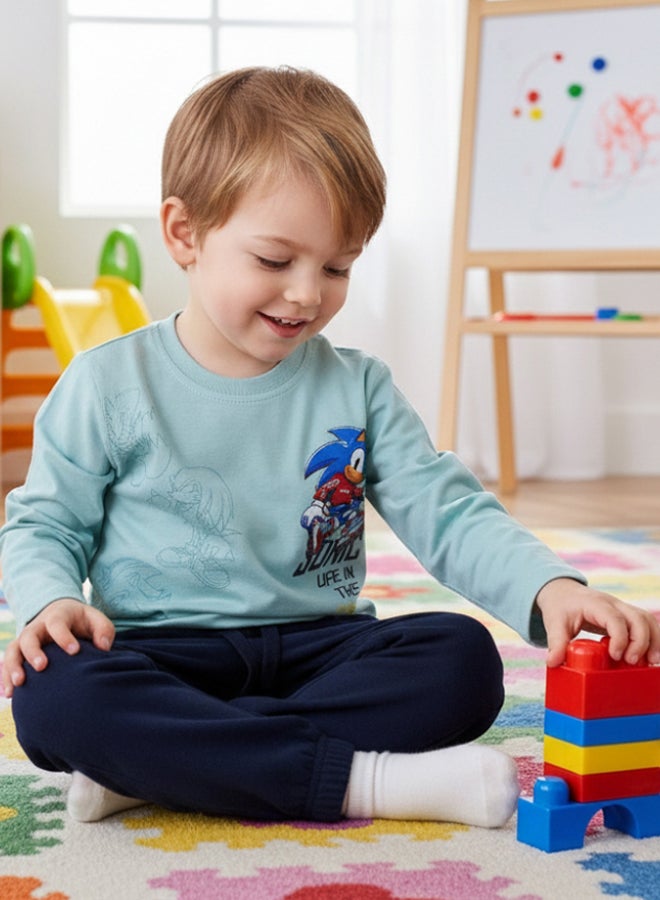 دريم طقم بيجامة أولادي قطن بطبعة سونيك - Image 2