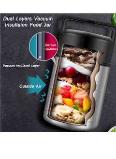 Excefore Food Thermos, Insulated Food Container, Vacuum Sealed Stainless Steel Food Container for Hot and Cold Meals Perfect for School, Office, and Travel, 1000ML, Give a Spoon (Silver)  - Image 2