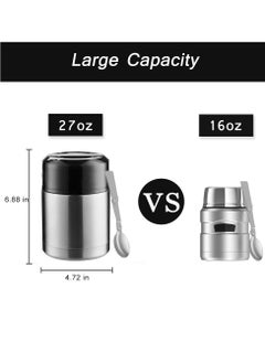 Excefore Food Thermos, Insulated Food Container, Vacuum Sealed Stainless Steel Food Container for Hot and Cold Meals Perfect for School, Office, and Travel, 1000ML, Give a Spoon (Silver)  - Image 4