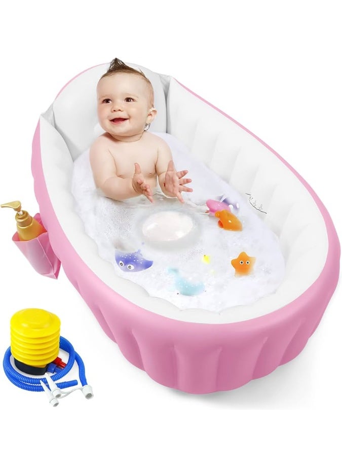 DESIGNED FOR BABIES AGED 6 TO 36 MONTHS,THIS BATHTUB IS MADE FROM SAFE AND DURABLE BPA-FREE PVC MATERIALS. ITS NON-SLIP TEXTURED BOTTOM ENSURES YOUR BABY`S SAFETY, WHILE THE INCLUDED AIR PUMP ALLOWS FOR EASY INFLATION AND DEFLATION.WHETHER AT HOME  OR ON THE GO ,THIS PORTABLE BATHTUB PROVIDES A COMFORTABLE AND SECURE BATHING EXPERIENCE FOR YOUR LITTLE ONE - Image 1