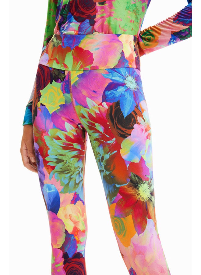 DESIGUAL بنطال مطاطي مزين بالزهور  - Image 4