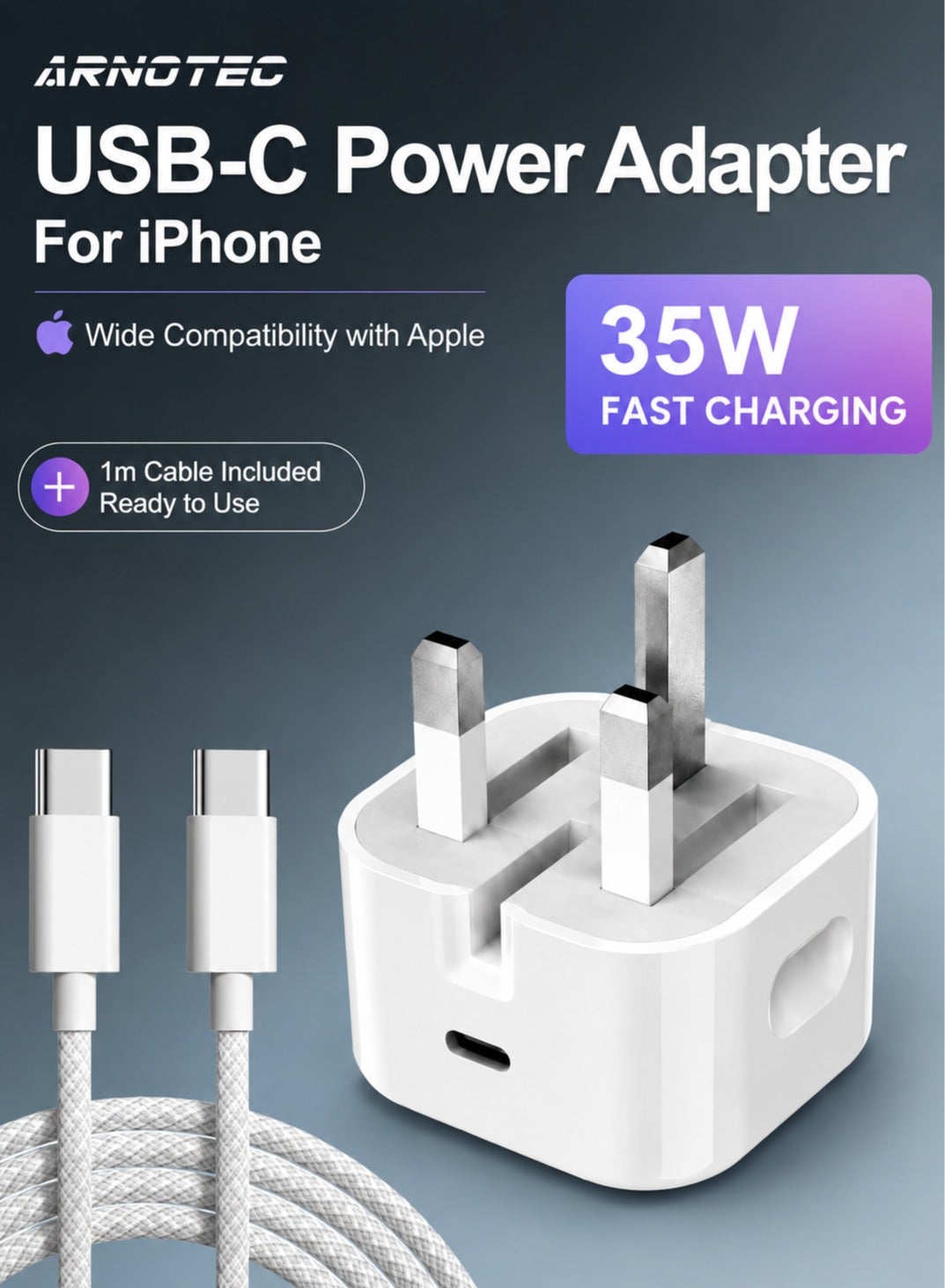 أرنوتيك Arnotec usb-c Pd Fast Wall Charger Uk Plug 35W