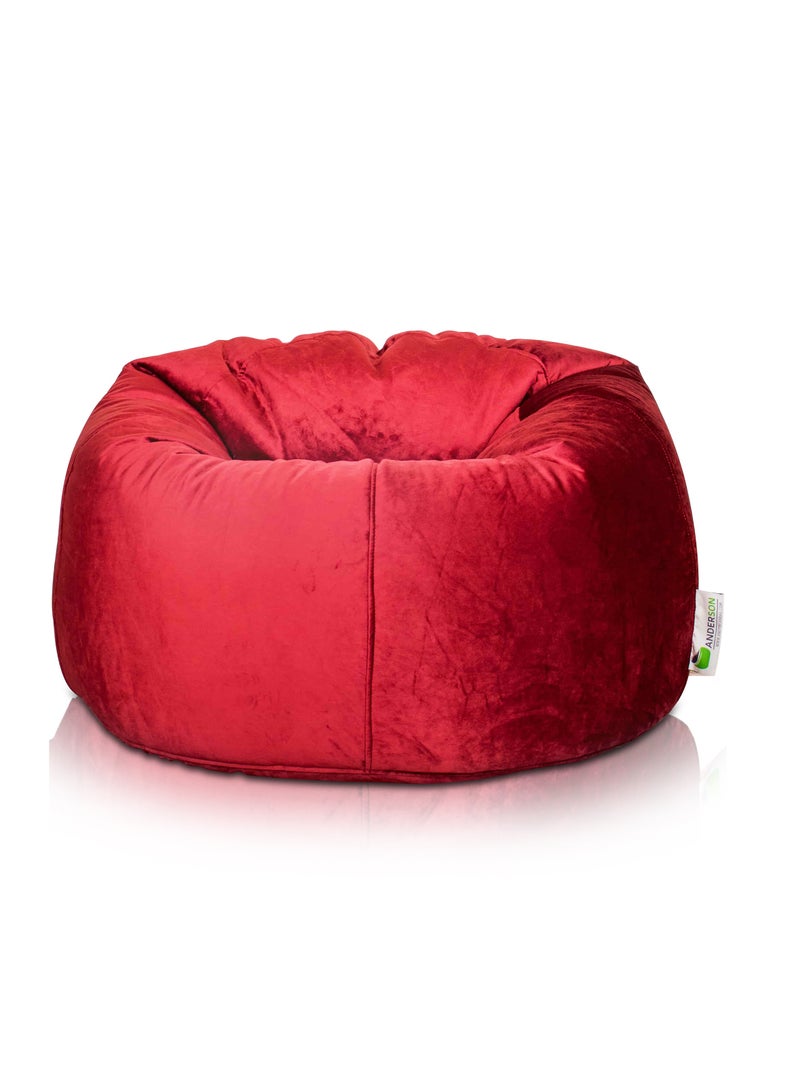 ANDERSON Ultra Soft Large Luxury Velvet Bean Bag Chair Filling with Beans Highly Comfortabl Suitable For Kids And Adults Red Colour - Image 1
