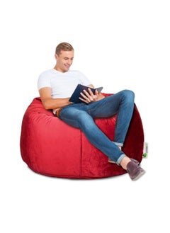 ANDERSON ANDERSON Ultra Soft Large Luxury Velvet Bean Bag Chair Filling with Beans Highly Comfortabl Suitable For Kids And Adults Red Colour  - Image 4