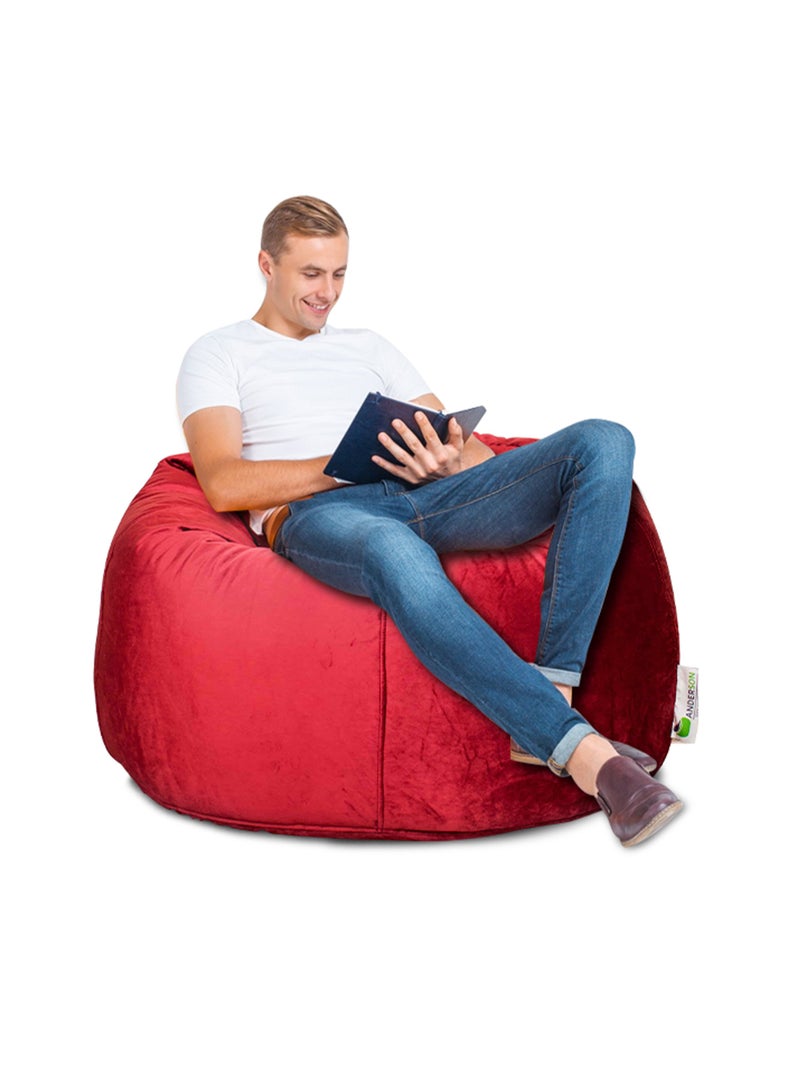 ANDERSON Ultra Soft Large Luxury Velvet Bean Bag Chair Filling with Beans Highly Comfortabl Suitable For Kids And Adults Red Colour - Image 4