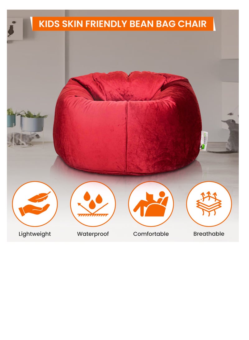ANDERSON Ultra Soft Large Luxury Velvet Bean Bag Chair Filling with Beans Highly Comfortabl Suitable For Kids And Adults Red Colour - Image 2