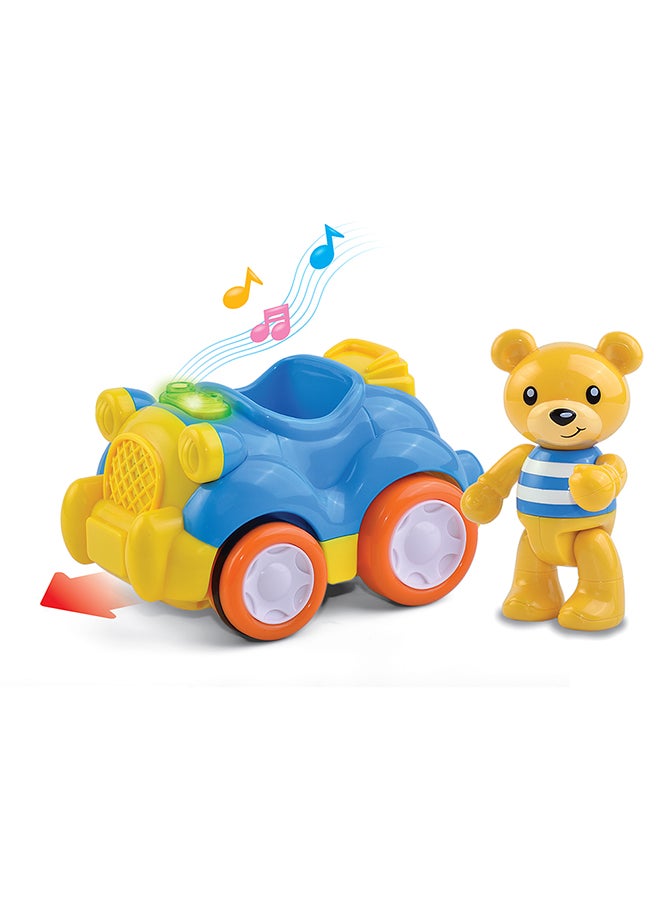 Happy Kids سيارة موسيقية للدروس الصغيرة - دب، لعبة دفع تفاعلية، شخصية دب قابلة للتشكيل، أذرع دوارة، 3.88 × 8.94 × 8.94 سم، 12 شهرًا وما فوق - أزرق - Image 2