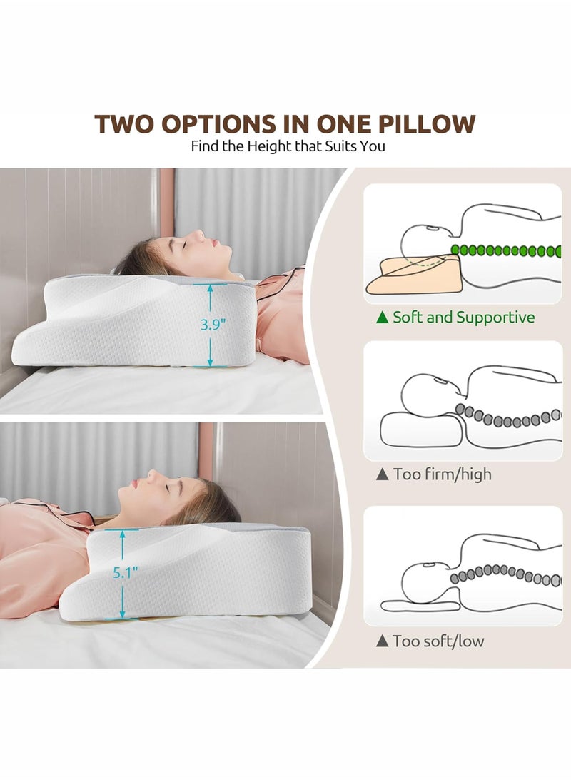Generic Memory Cervical Foam Pillow Ergonomic Medical Orthopedic Physiotherapy Sleeping Support  Butterfly-Shaped Pillow for Neck and Shoulder Pain Relief Relaxing Contour Bed Pillow for Side Back and Stomach Sleepers Washable Breathable Cover Pillowcase  - Image 4