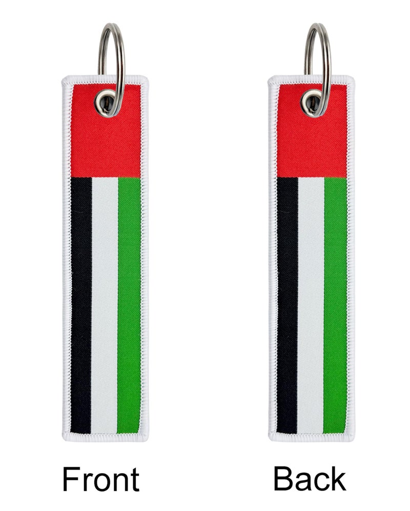 LLBFHH 3 Pcs UAE Emirati Country Flag Keychain,Woven label Key Chains for Car Keys,Fabric Key Chains Men and Women,Used for Various Decorations. - Image 3