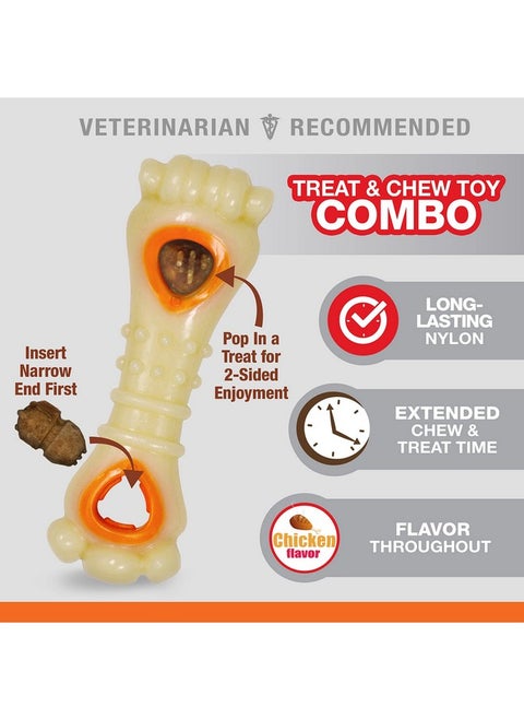 Nylabone Knuckle Bone & Pop-In Puppy Treat Toy Combo Power Chew Toy for Dogs, Dog Toys for Aggressive Chewers, Chicken Flavor, Large - Up to 50 lbs, 1 Count