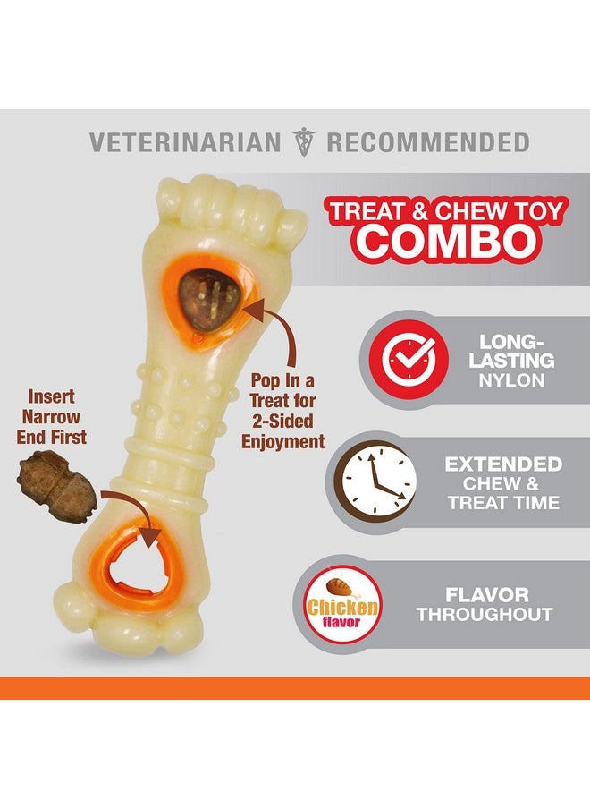 Nylabone Knuckle Bone & Pop-In Puppy Treat Toy Combo Power Chew Toy for Dogs, Dog Toys for Aggressive Chewers, Chicken Flavor, Large - Up to 50 lbs, 1 Count