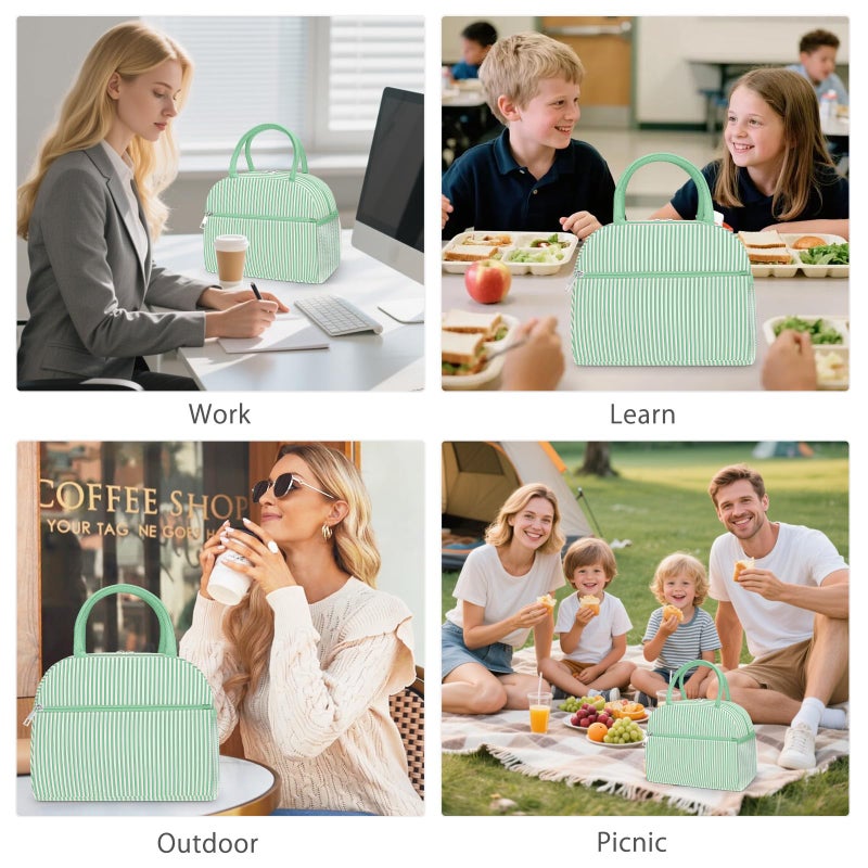 DALINDA Lunch Bag Lunch Box for Women Men,Corduroy Cute Insulated LunchBags,Water-Resistant Cooler Lunch Tote Bag, Reusable LunchBox Large Capacity for Work Travel Picnic - Image 5
