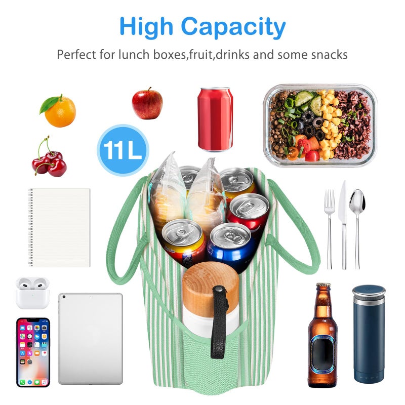 DALINDA Lunch Bag Lunch Box for Women Men,Corduroy Cute Insulated LunchBags,Water-Resistant Cooler Lunch Tote Bag, Reusable LunchBox Large Capacity for Work Travel Picnic - Image 2