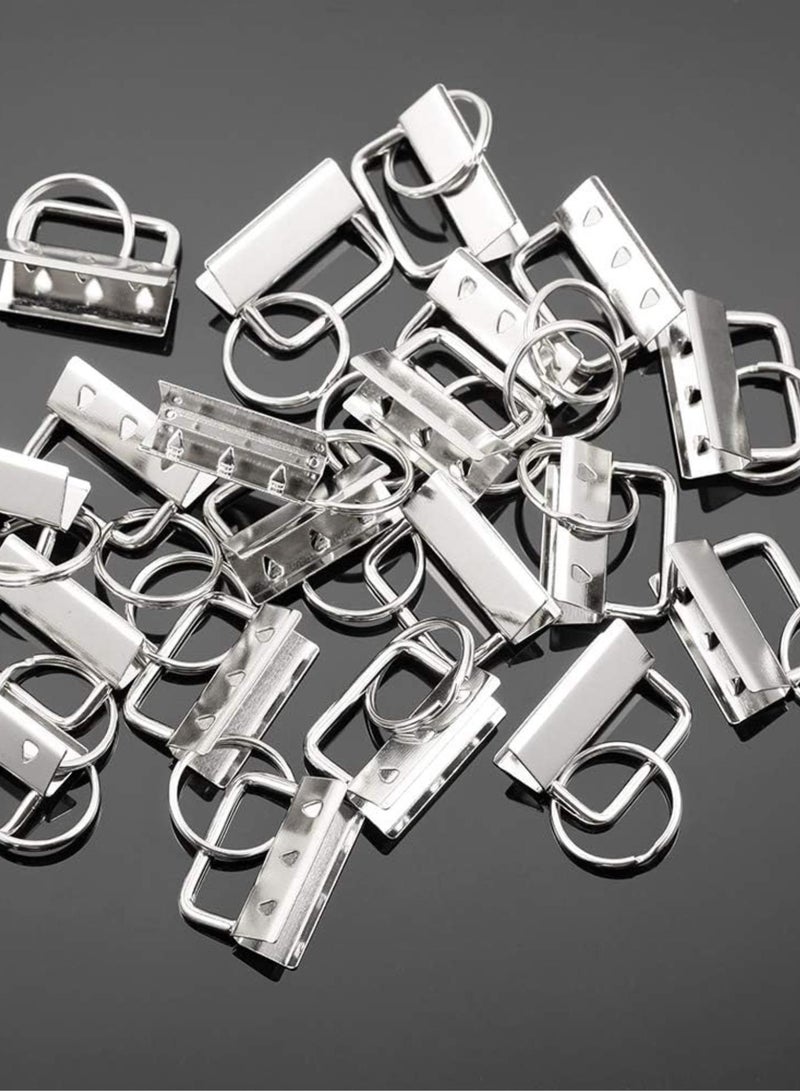 GGOOT 1.25 Inch Key Fob Hardware Sets 20 Pcs White Nickel with Keychain Split Rings Glass Breaking Pliers Key Fob Pliers and Webbing Fabric Strapping Tools with Rubber Tips  - Image 2