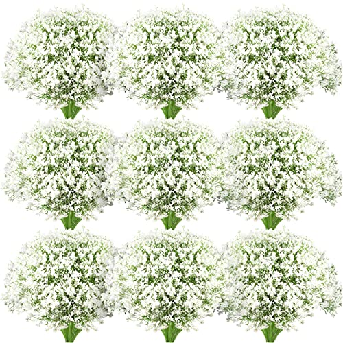 Ysleen 100 Pieces Artificial Flowers Plastic Baby Breath Flowers Faux Gypsophila DIY Floral Bouquets Arrangement Baby Breath Wedding Party Decoration for Party Home Office Garden Decor (White) - Image 1