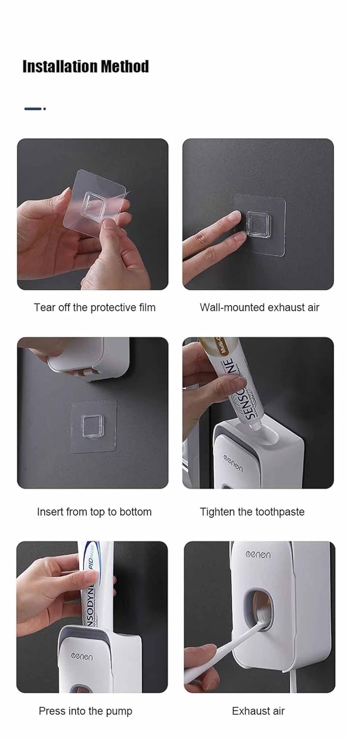 SKOFRI SKOFRI Automatic Toothpaste Dispenser Squeezer with Toothbrush Holder Wall Mounted Bathroom Accessory Sets Toothpaste Squeezer for Home Washroom 1Pcs  - Image 4