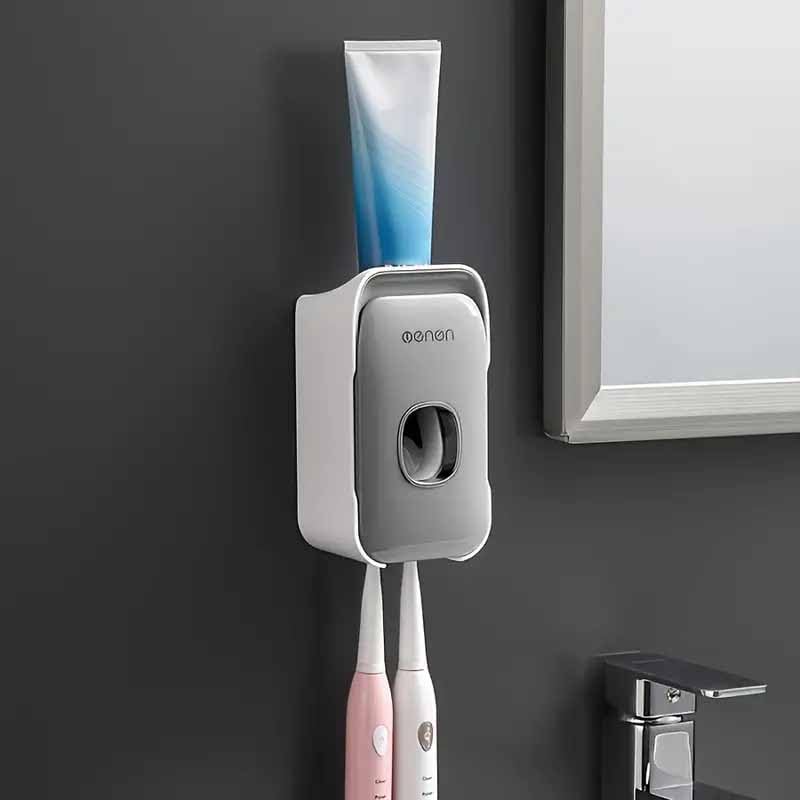 SKOFRI SKOFRI Automatic Toothpaste Dispenser Squeezer with Toothbrush Holder Wall Mounted Bathroom Accessory Sets Toothpaste Squeezer for Home Washroom 1Pcs  - Image 1