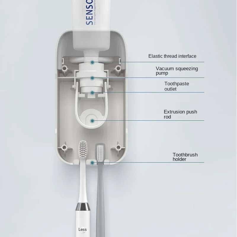SKOFRI SKOFRI Automatic Toothpaste Dispenser Squeezer with Toothbrush Holder Wall Mounted Bathroom Accessory Sets Toothpaste Squeezer for Home Washroom 1Pcs  - Image 2