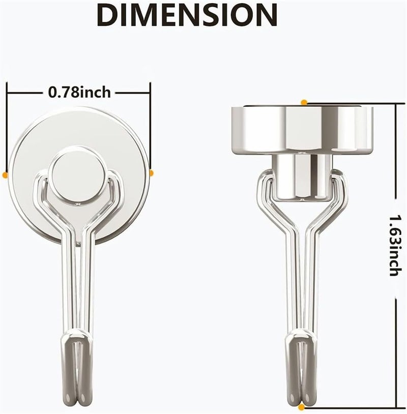 Magnetic Hooks Pack of 10 Silver Heavy Duty Strong Magnet Hook with Rust Proof for Indoor Outdoor Hanging Refrigerator Grill Kitchen Key Holder Locker Classroom - Image 4