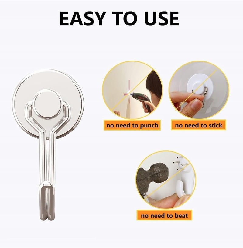 Magnetic Hooks Pack of 10 Silver Heavy Duty Strong Magnet Hook with Rust Proof for Indoor Outdoor Hanging Refrigerator Grill Kitchen Key Holder Locker Classroom - Image 5