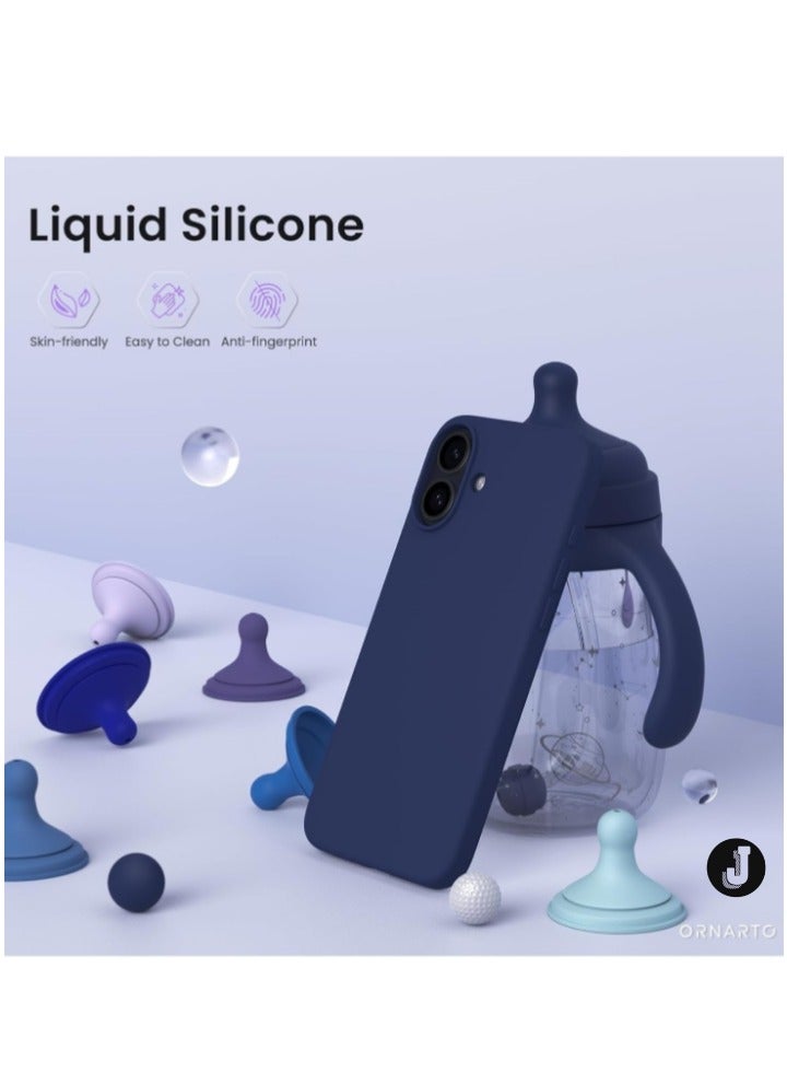 JAJEEK "Premium Soft Liquid Silicone Case for iPhone 16 Plus – Silky Soft Touch Full-Body Protective Bumper (Dark Blue)" - Image 2