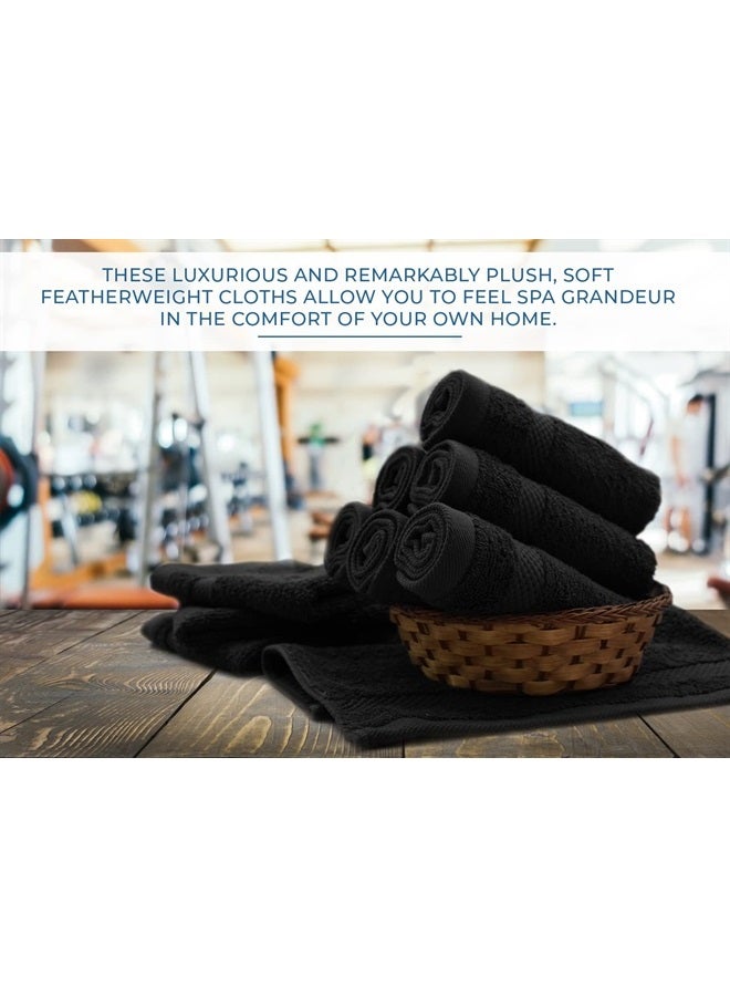 DAN RIVER 100% Cotton Face Towels 12 Pack - Premium Quality Washcloths Soft and Highly Absorbent Towels for Bathroom, Spa, Gym - Quick Dry Essential for Body and Daily Use 12x12 in, 600 GSM – Black - Image 3