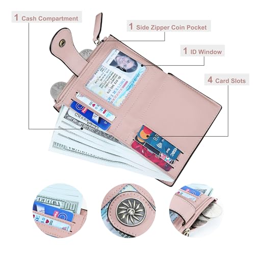 Tipmile Small Wallet for Women Bifold RFID Blocking Card Holder Leather Wallets with Zipper Coin Pocket - Image 2