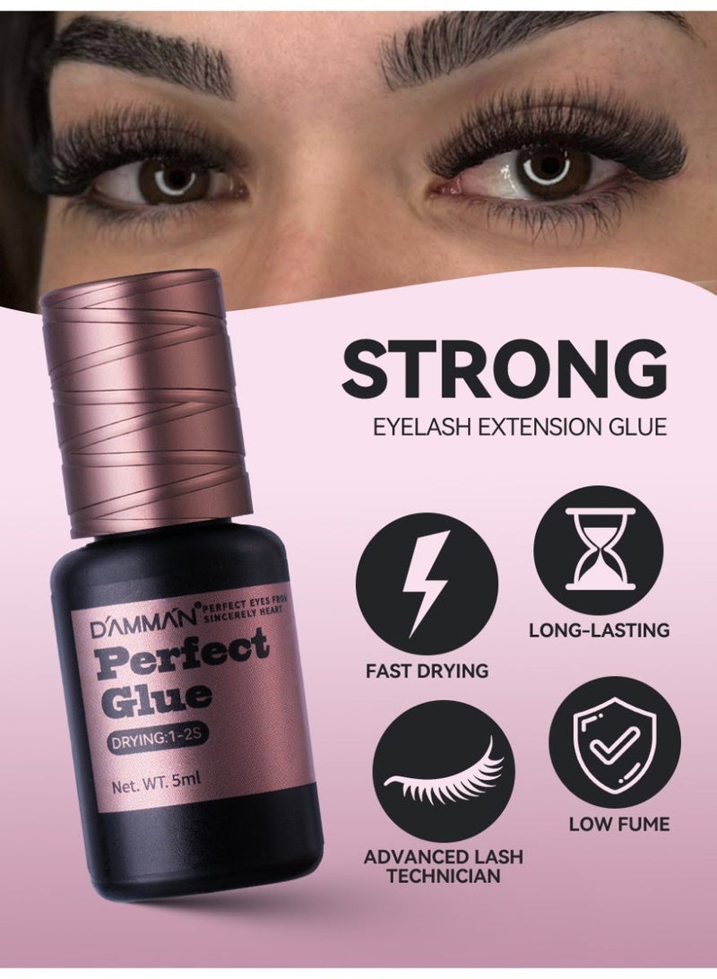 D'AMMA'N DAMMAN 5ml Professional Eyelash Extension Glue - 1-2s Fast Drying 8-10 Weeks Ultra Retention Lash Adhesive, Premium Low Fume Jet Black Salon Glue for Technicians - Image 4