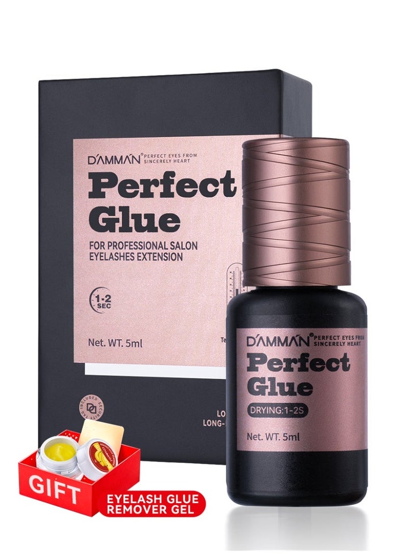 D'AMMA'N DAMMAN 5ml Professional Eyelash Extension Glue - 1-2s Fast Drying 8-10 Weeks Ultra Retention Lash Adhesive, Premium Low Fume Jet Black Salon Glue for Technicians - Image 1